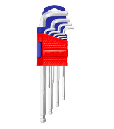 JUEGO LLAVES 9 PIEZAS ALLEN HEXAGONALES EMTOP 