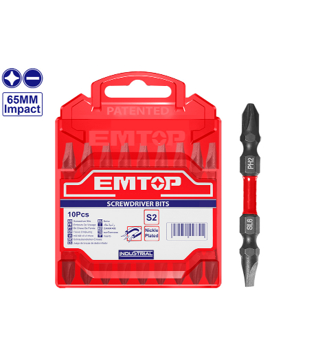 CONJUNTO 10 PUNTERAS DESTORNILLADOR DE IMPACTO 65MM