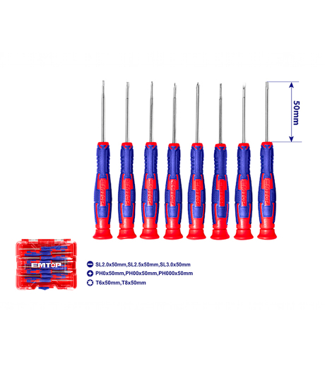 CONJUNTO 8 DESTORNILLADORES DE PRESICIÓN EMTOP