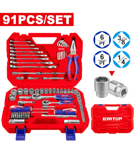 MALETÍN LLAVES, ALICATES Y CUBOS 1/4