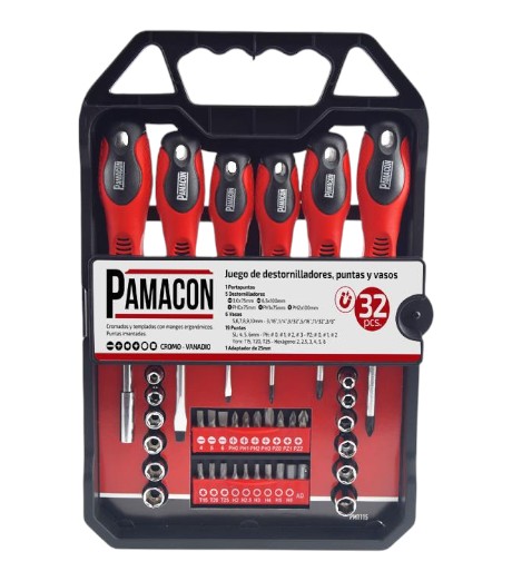 JUEGO 32 PCS DESTORNILLADORES Y PUNTAS