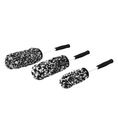 PACK 3 CEPILLOS MICROFIBRAS PARA LLANTAS 