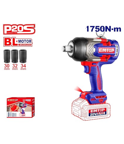PISTOLA DE IMPACTO BATERIA EMTOP 1750NM